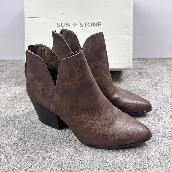 New in box! Sun & Stone brown taupe booties size 9 - Picture 1 of 12